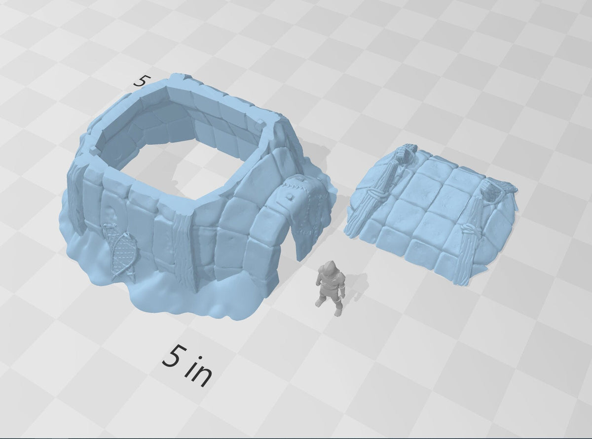 Hunter Igloo - DND & Wargaming Terrain - EC3D Wilds of Wintertide, Fantasy, Snow, Arctic, Cold, scatter scenery, Pathfinder 2E, Fantasy-3