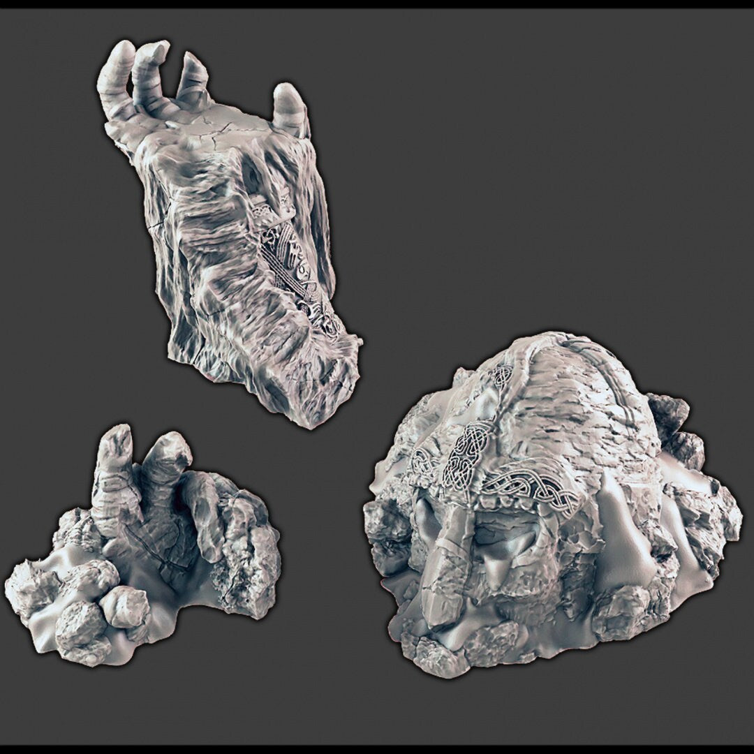 The Warden (buried statue) - DND Terrain - EC3D Wilds of Wintertide - Snow, Igloo, Arctic, Cold, scatter scenery, Pathfinder 2E, Fantasy,-2