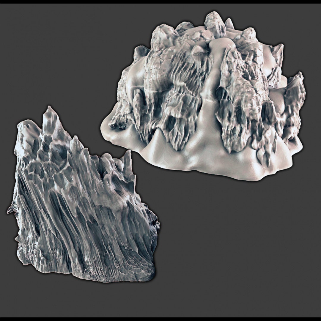 Wintry / Icy Cavern and Ledge - DND & Wargaming Terrain - EC3D Wintertide, Snow, Arctic, scatter scenery, Pathfinder 2E, Fantasy Nature Rock-2