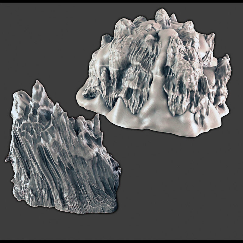 Wintry / Icy Cavern and Ledge - DND & Wargaming Terrain - EC3D Wintertide, Snow, Arctic, scatter scenery, Pathfinder 2E, Fantasy Nature Rock-2