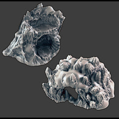 Wintry / Icy Cavern and Ledge - DND & Wargaming Terrain - EC3D Wintertide, Snow, Arctic, scatter scenery, Pathfinder 2E, Fantasy Nature Rock-1