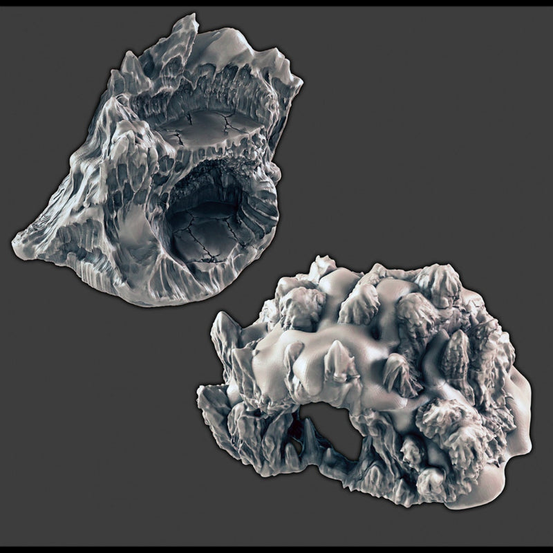 Wintry / Icy Cavern and Ledge - DND & Wargaming Terrain - EC3D Wintertide, Snow, Arctic, scatter scenery, Pathfinder 2E, Fantasy Nature Rock-1
