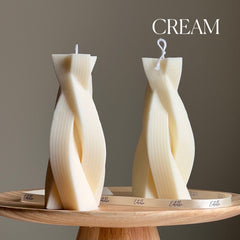 Twisted Rope Soy Pillar Candle: Sculptural Home Decor-3