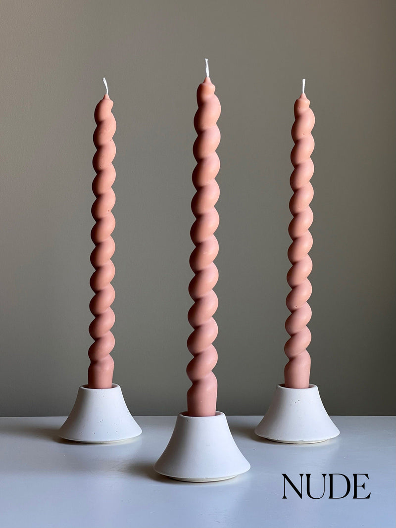 Tall Twisted Soy Wax Taper Candle: Handmade Pastel Decor-2