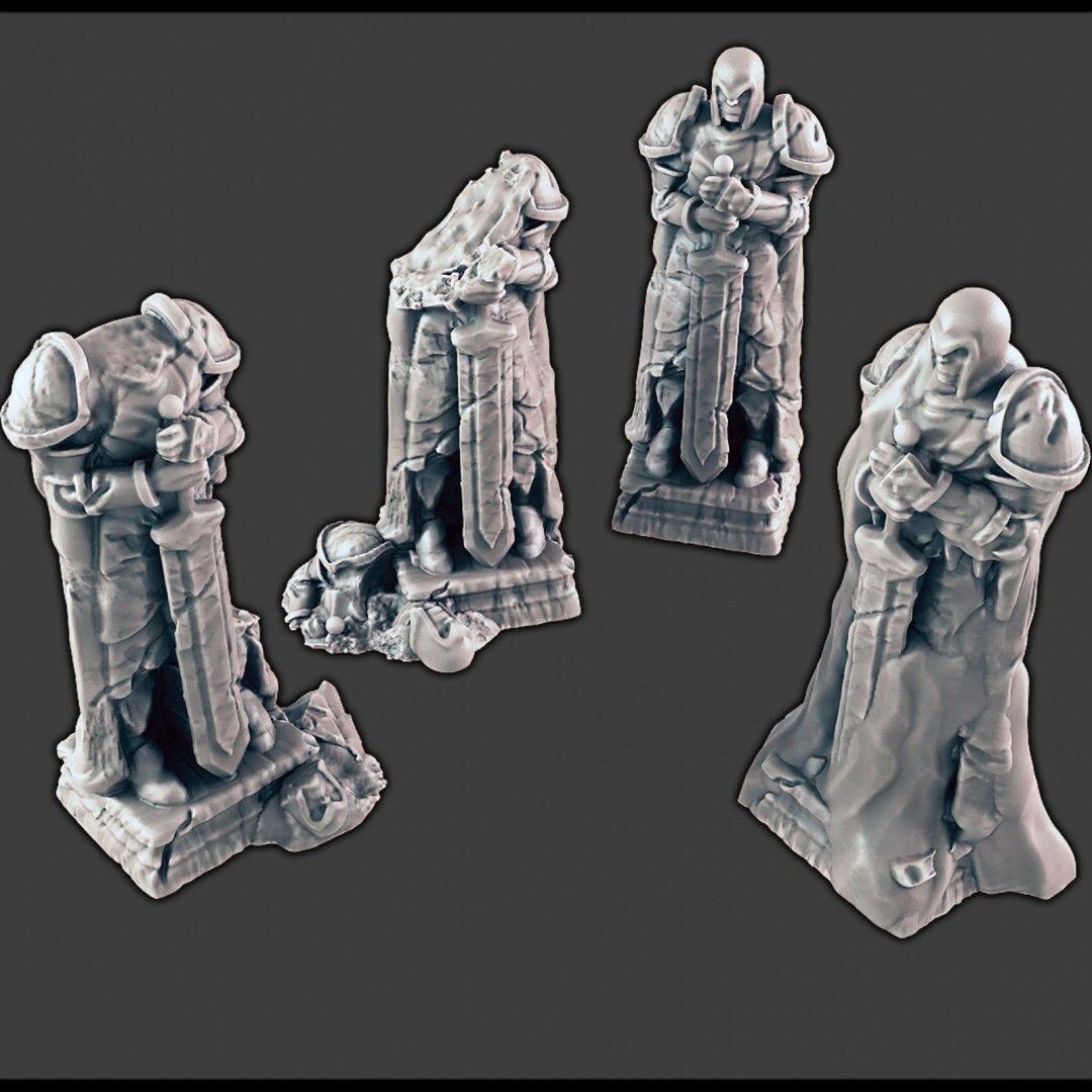 Ancient Statues / Ruins - DND & Wargaming Terrain - EC3D Wintertide, Snow, Arctic, scatter scenery, Pathfinder 2E, Medieval Fantasy-1