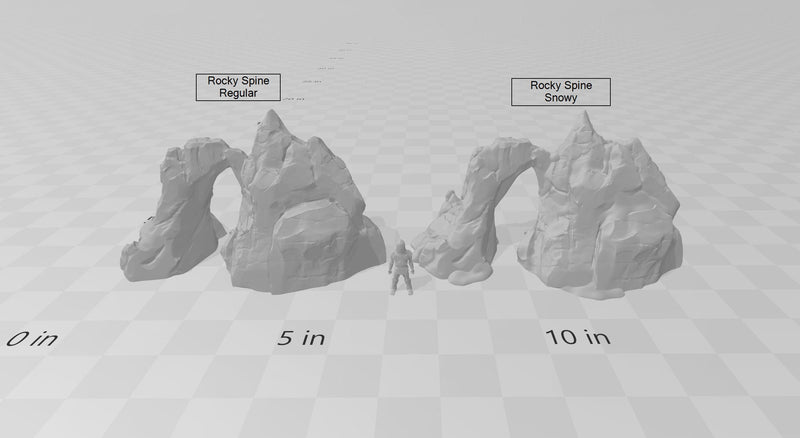 Rocky and Mountain Spines - DND & Wargaming Terrain - EC3D Wintertide, Snow, Arctic, scatter scenery, Pathfinder 2E, Fantasy Nature Rock-3