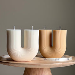 Handmade Ribbed U-Shaped Soy Candle | Home Decor-1