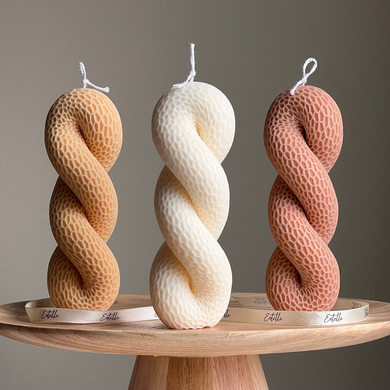 Snail Tail Soy Pillar Candle: Sculptural Home Decor-1