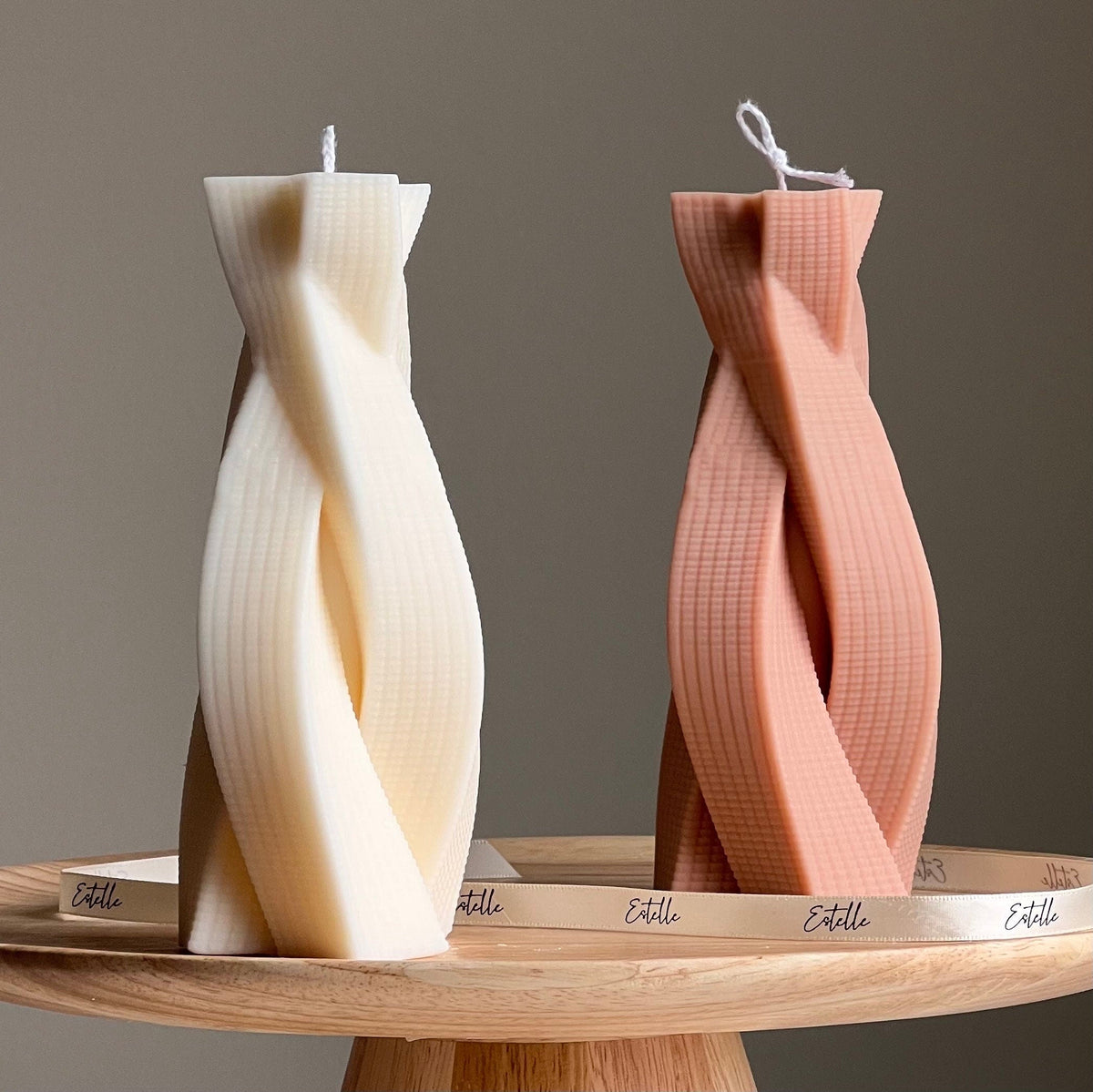 Twisted Rope Soy Pillar Candle: Sculptural Home Decor-1