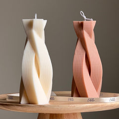 Twisted Rope Soy Pillar Candle: Sculptural Home Decor-1
