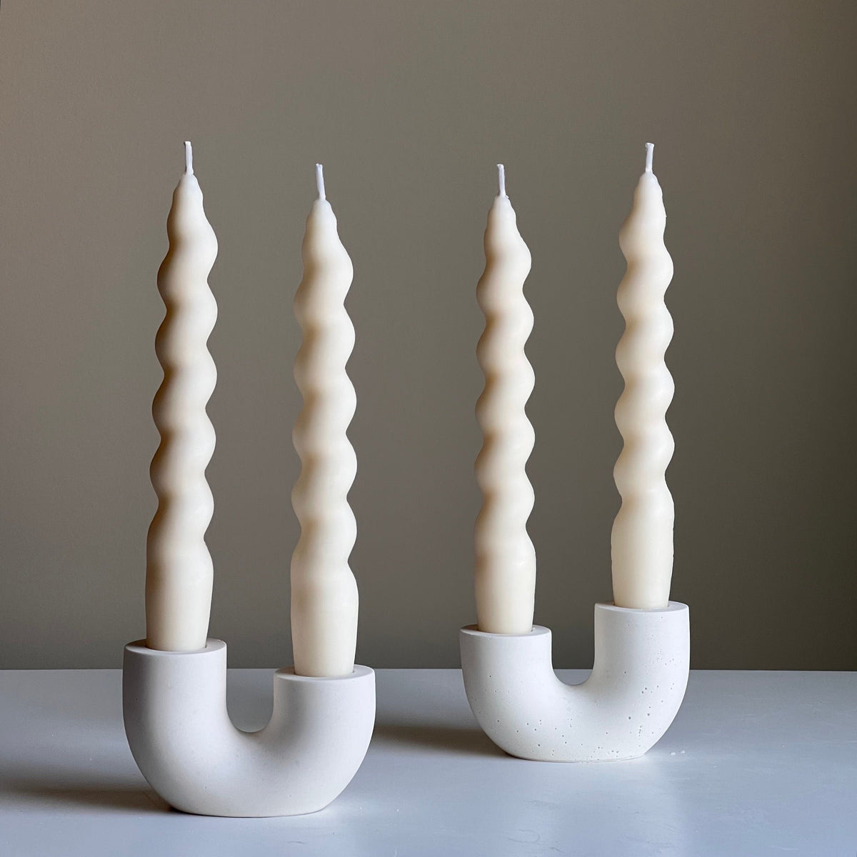 Jesmonite Double Candlestick Holder | Modern Wedding Table Decor-1