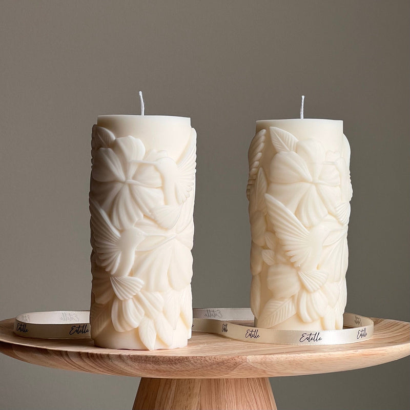 Colibri Soy Pillar Candle: Sculptural Home Decor-1