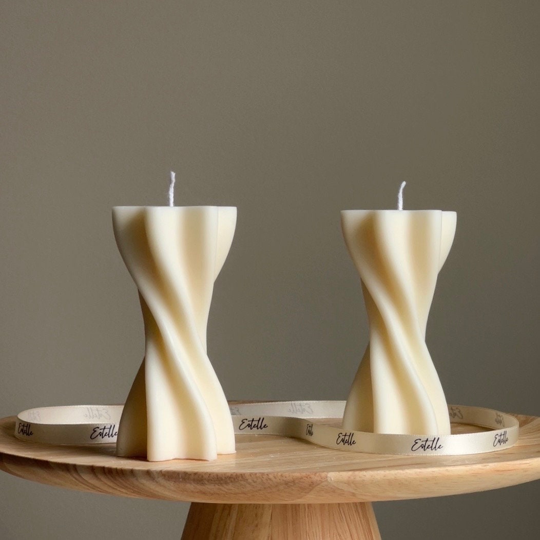 Handmade Wavy Soy Wax Pillar Candle | Home Decor-1