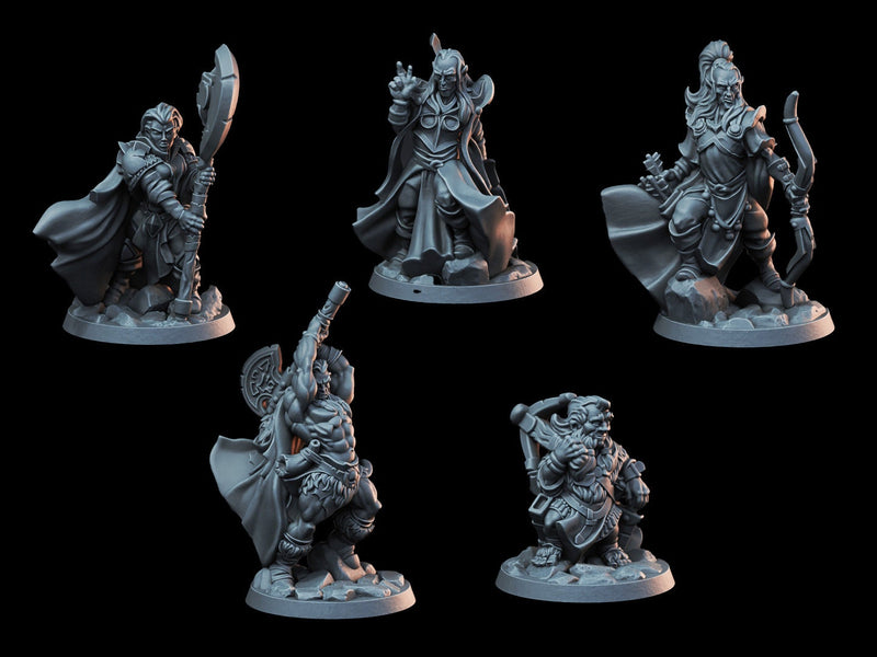DnD Miniature Party Set 3 - 28mm Adventuring Group - Sorcerer | Rogue | Fighter | Ranger | Barbarian | Pathfinder-1