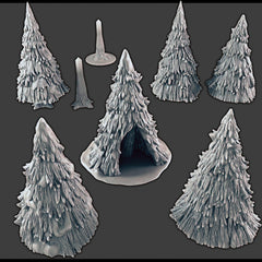 Pine Trees - DND & Wargaming Terrain - EC3D Wintertide, Snow, Arctic, scatter scenery, Pathfinder 2E, Fantasy Nature Rock, Outdoor-1