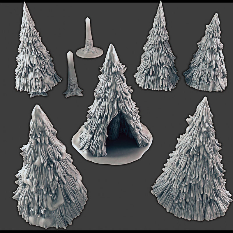 Pine Trees - DND & Wargaming Terrain - EC3D Wintertide, Snow, Arctic, scatter scenery, Pathfinder 2E, Fantasy Nature Rock, Outdoor-1