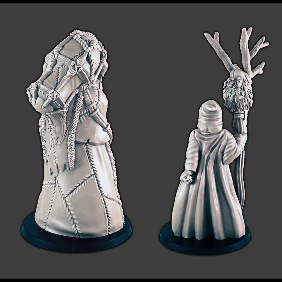 Klaus the Druid and Krampus - DND miniatures - EC3D Wintertide, Human | Druid | Wendigo | Christmas | 32mm | Snow | Arctic | Winter-2