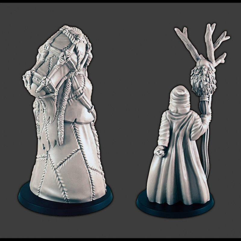 Klaus the Druid and Krampus - DND miniatures - EC3D Wintertide, Human | Druid | Wendigo | Christmas | 32mm | Snow | Arctic | Winter-2