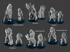 Ice / Arctic Tribe DND mini set - EC3D Wintertide, Winter Miniature | Villager | Fighter | Druid | Snow | Arctic | Pathfinder | Hunter-2