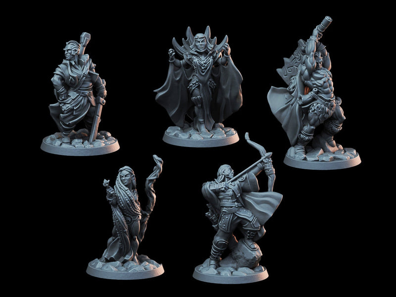 DnD Miniature Party Set 6 - 28mm Adventuring Group - Sorceress | Bard | Druid | Ranger | Barbarian | Pathfinder 2E | DnD 5E-1
