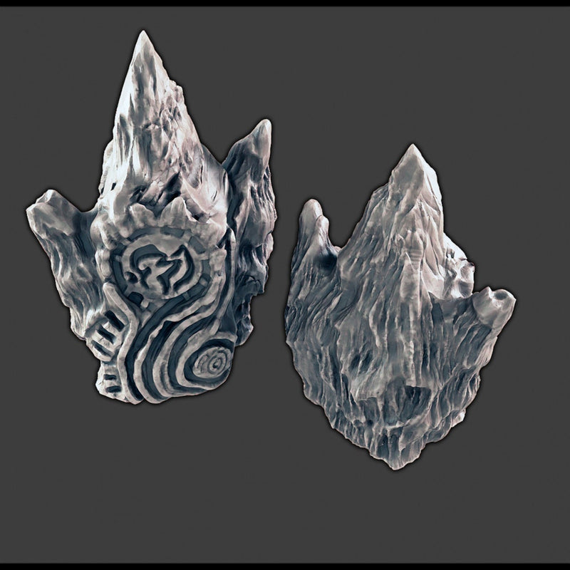 Icy Totems and Rocky Cairn - DND & Wargaming Terrain - EC3D Wilds of Wintertide, Snow, Arctic, Cold, scatter scenery, Pathfinder 2E, Fantasy-2