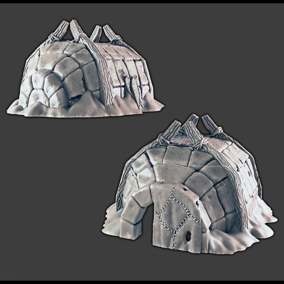 Hunter Igloo - DND & Wargaming Terrain - EC3D Wilds of Wintertide, Fantasy, Snow, Arctic, Cold, scatter scenery, Pathfinder 2E, Fantasy-1