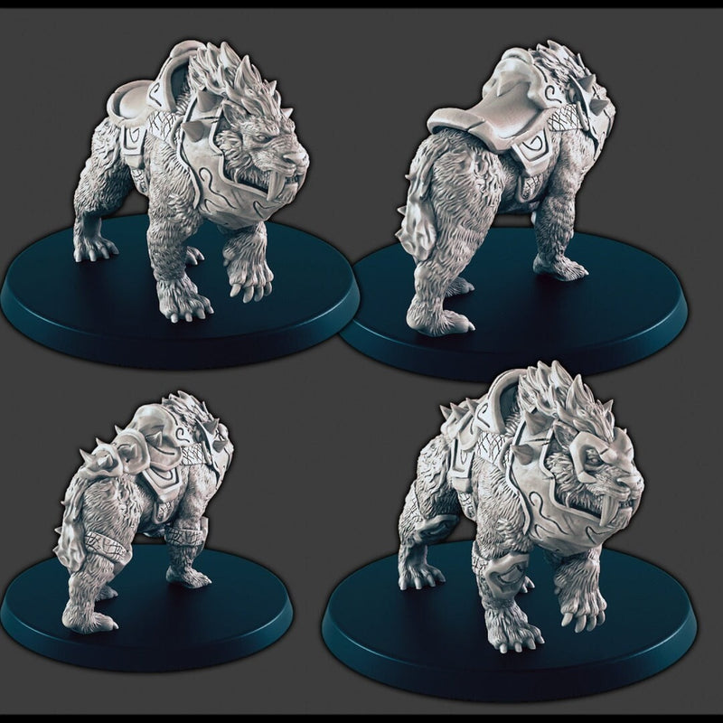 Armored Sabertooth / Battlecats - DND mini - EC3D Wintertide, Winter Miniature | Animal | 5E 2E | Ice | Cat | Snow | Arctic | Pathfinder-1