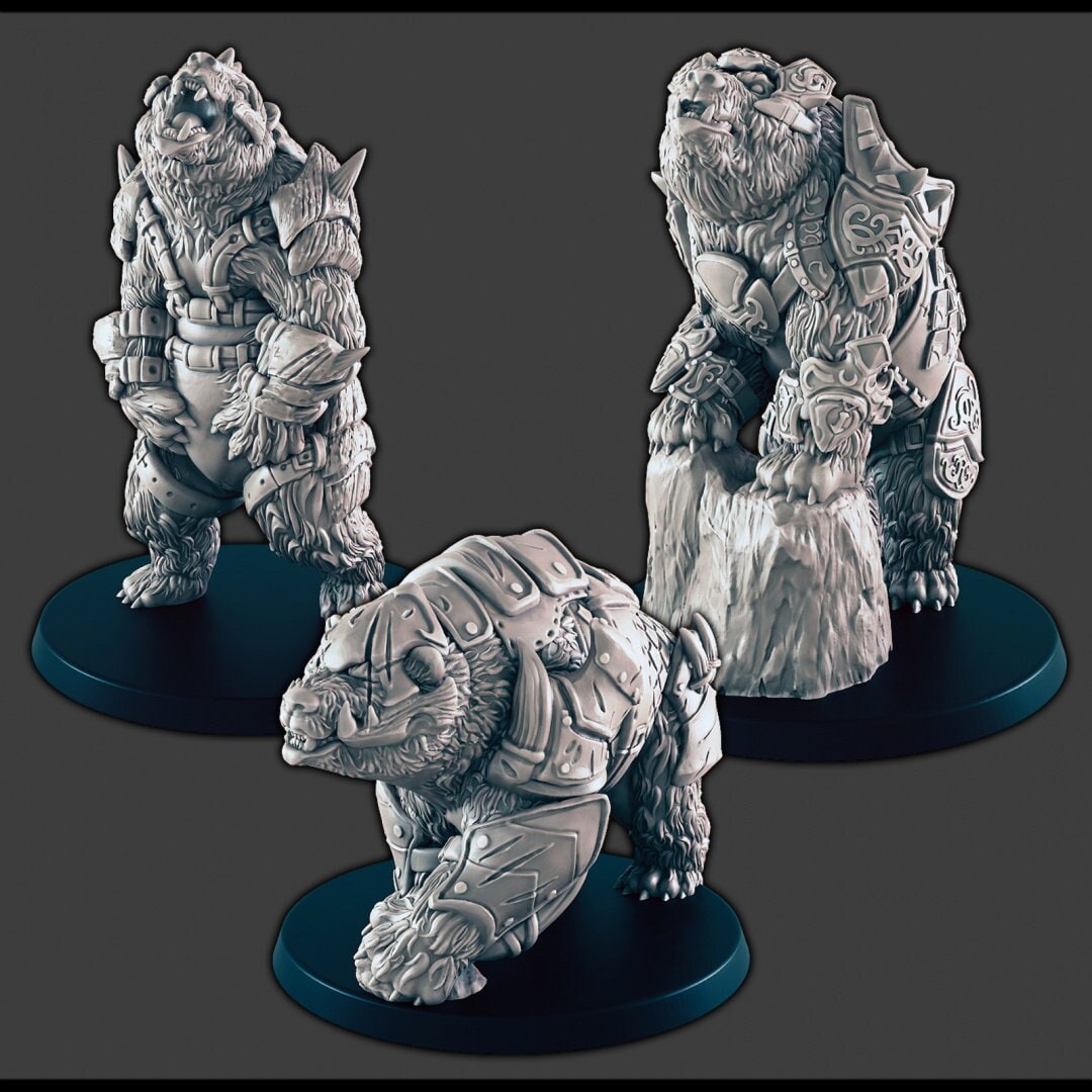 Armored Bear - DND mini - EC3D Wintertide, Winter Miniature | Animal | 5E 2E | Ice | Ursine| Snow | Arctic | Pathfinder | Druid Form-1