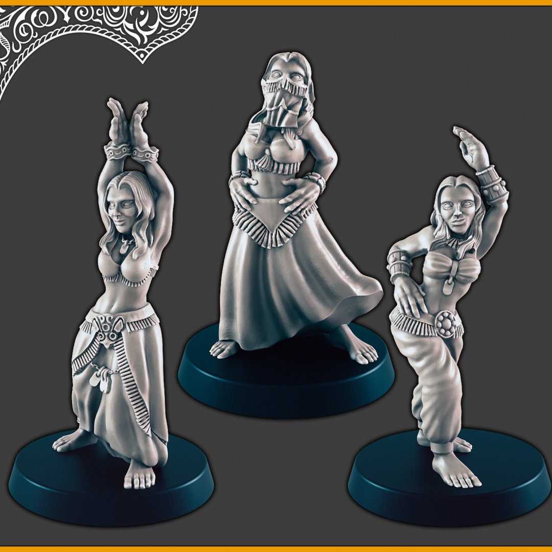 Desert Dancing Girls - DND mini - EC3D Scorching Sands, Desert Miniatures | Human | Inn | Eastern | Female | Dancer | Villager