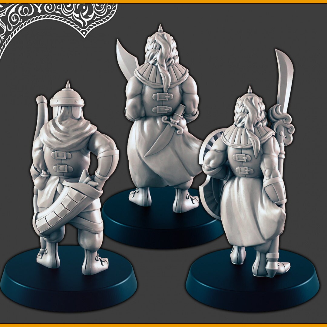 Desert Palace Guards - DND mini - EC3D Scorching Sands, Desert Miniatures | Villager | Castle | Eastern | Male | Fighter| Bodyguard | Sand-2