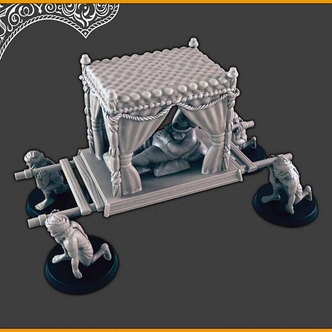 Desert Noble Lounging - DND mini, EC3D Scorching Sands, Desert Miniatures | Villager | Merchant | Shopkeeper | Sultan | Palanquin | Eastern-1