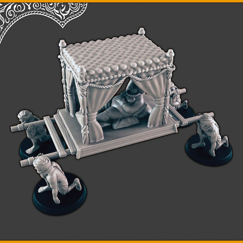 Desert Noble Lounging - DND mini, EC3D Scorching Sands, Desert Miniatures | Villager | Merchant | Shopkeeper | Sultan | Palanquin | Eastern-1