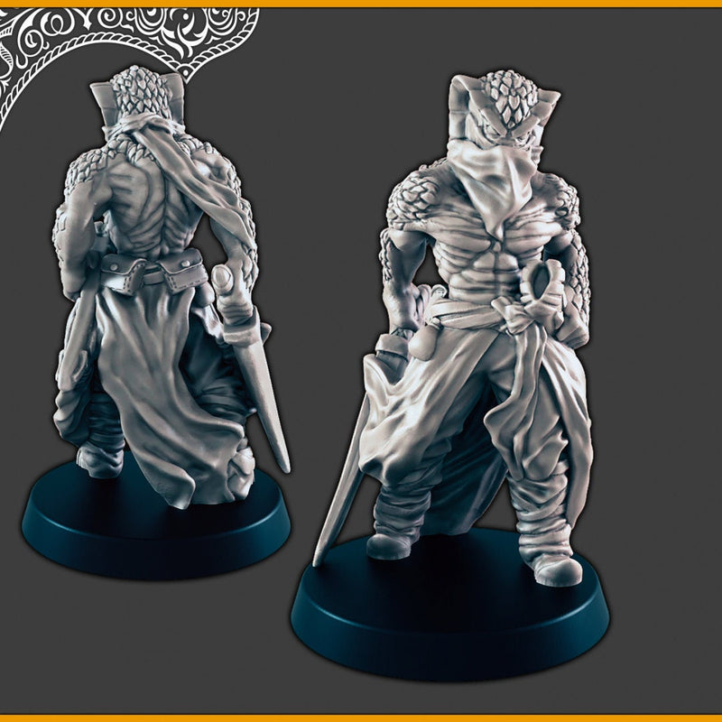 Snakefolk - DND mini, EC3D Scorching Sands, Desert Miniatures | Assassin | Beastmen | Monster | Bandit | Naga | Sorceress | Lamia | Fighter-4