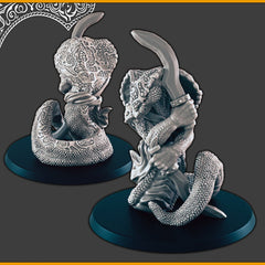 Snakefolk - DND mini, EC3D Scorching Sands, Desert Miniatures | Assassin | Beastmen | Monster | Bandit | Naga | Sorceress | Lamia | Fighter-5