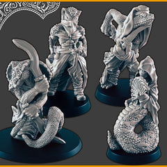 Snakefolk - DND mini, EC3D Scorching Sands, Desert Miniatures | Assassin | Beastmen | Monster | Bandit | Naga | Sorceress | Lamia | Fighter-1