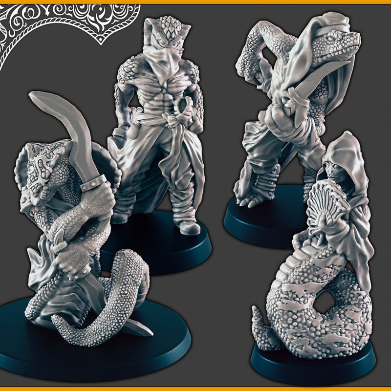 Snakefolk - DND mini, EC3D Scorching Sands, Desert Miniatures | Assassin | Beastmen | Monster | Bandit | Naga | Sorceress | Lamia | Fighter-1