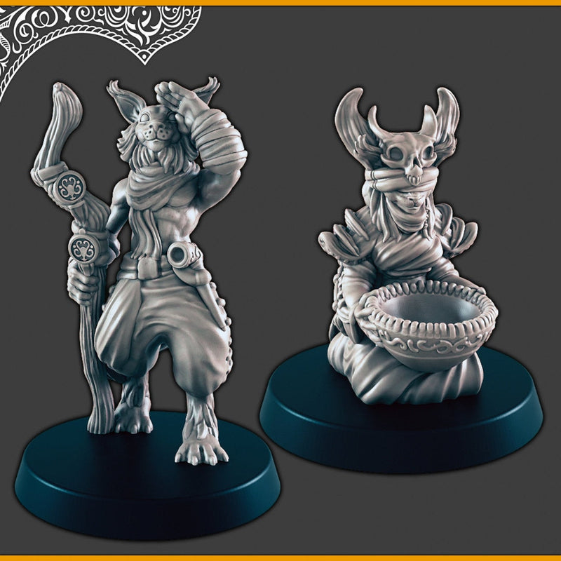 Desert Catfolk - Seer and Guide - DND mini, EC3D Scorching Sands, Desert Miniatures | Tabaxi | Male| Female | Villager | Commoner | NPC-1