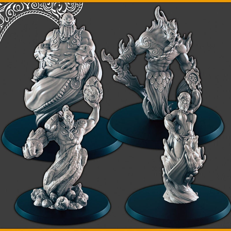 Elemental Djinn - DND mini, EC3D Scorching Sands, Desert Miniatures | Fire | Earth | Water | Air | Genie | Sand | Eastern | Djinni-1