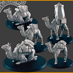 Camels - DND mini, EC3D Scorching Sands, Desert Miniatures | Animal | Pack | Oasis | Eastern | Arabian | Sand | Large | Caravan-1