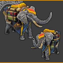 Desert/Arabian Elephants + Howdah - DND mini, EC3D Scorching Sands, Desert Miniatures | Animal | Pack | Oasis | Eastern | Sand | Caravan-2