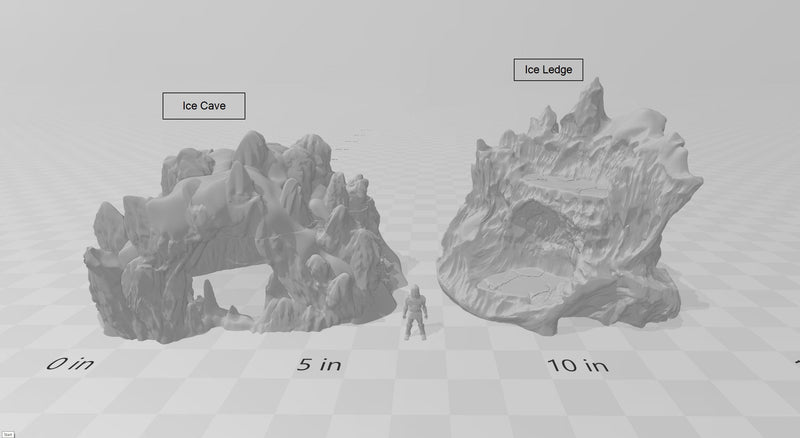 Wintry / Icy Cavern and Ledge - DND & Wargaming Terrain - EC3D Wintertide, Snow, Arctic, scatter scenery, Pathfinder 2E, Fantasy Nature Rock-3