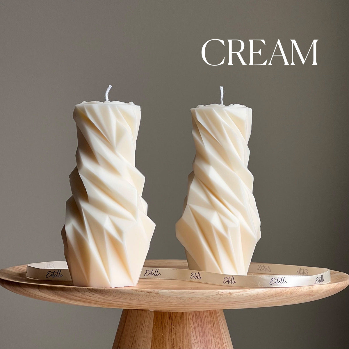 Diamond Soy Pillar Candle: Sculptural Home Decor-3