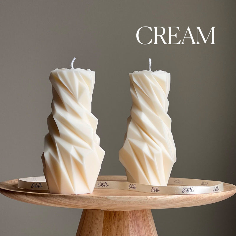 Diamond Soy Pillar Candle: Sculptural Home Decor-3