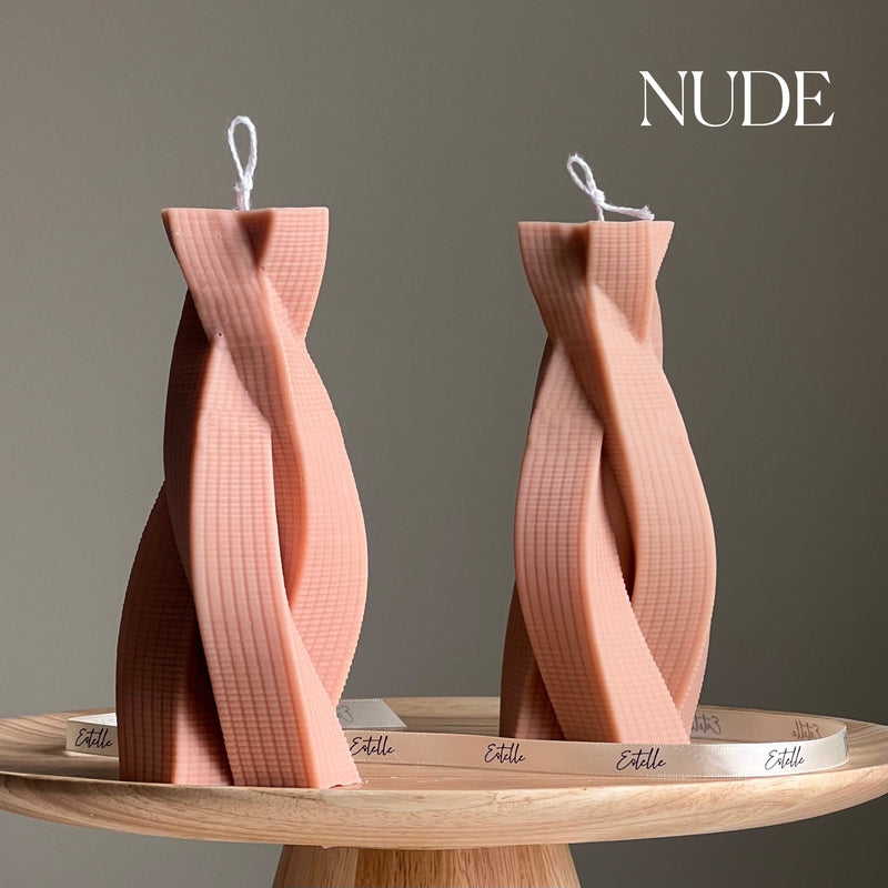 Twisted Rope Soy Pillar Candle: Sculptural Home Decor-2