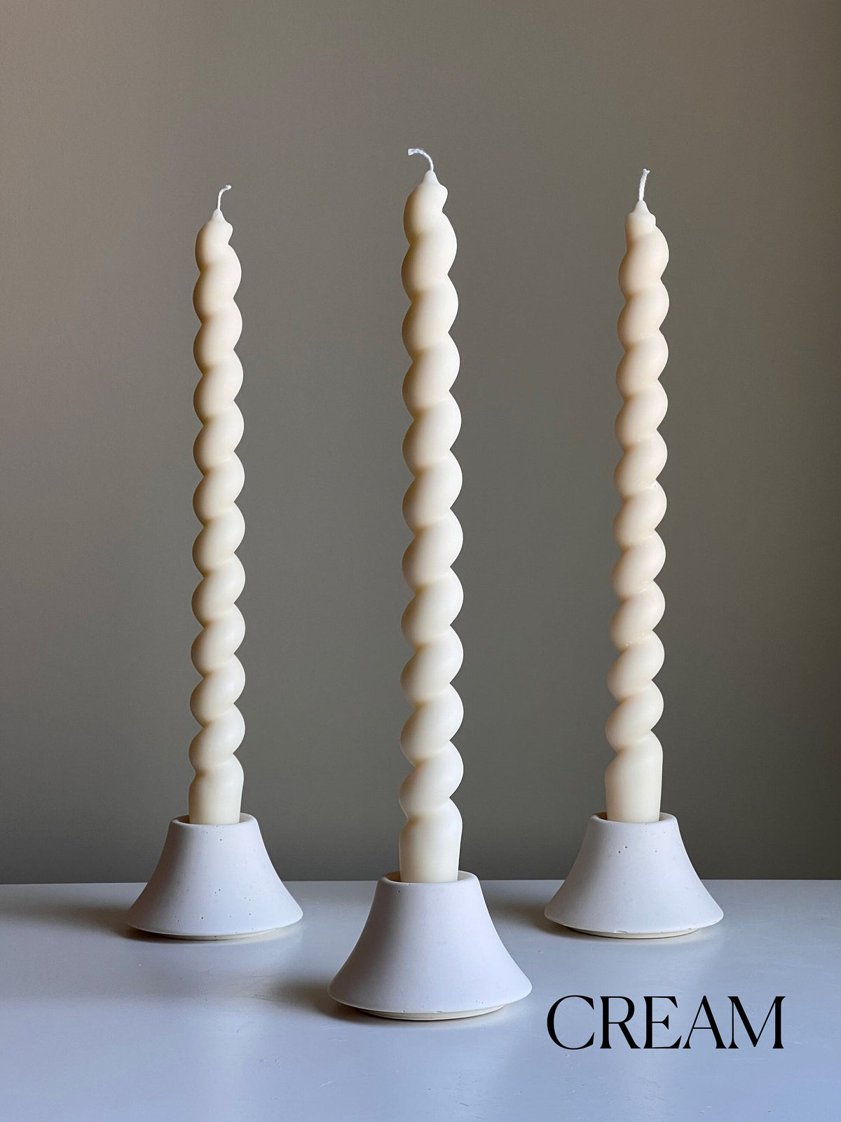 Tall Twisted Soy Wax Taper Candle: Handmade Pastel Decor-3