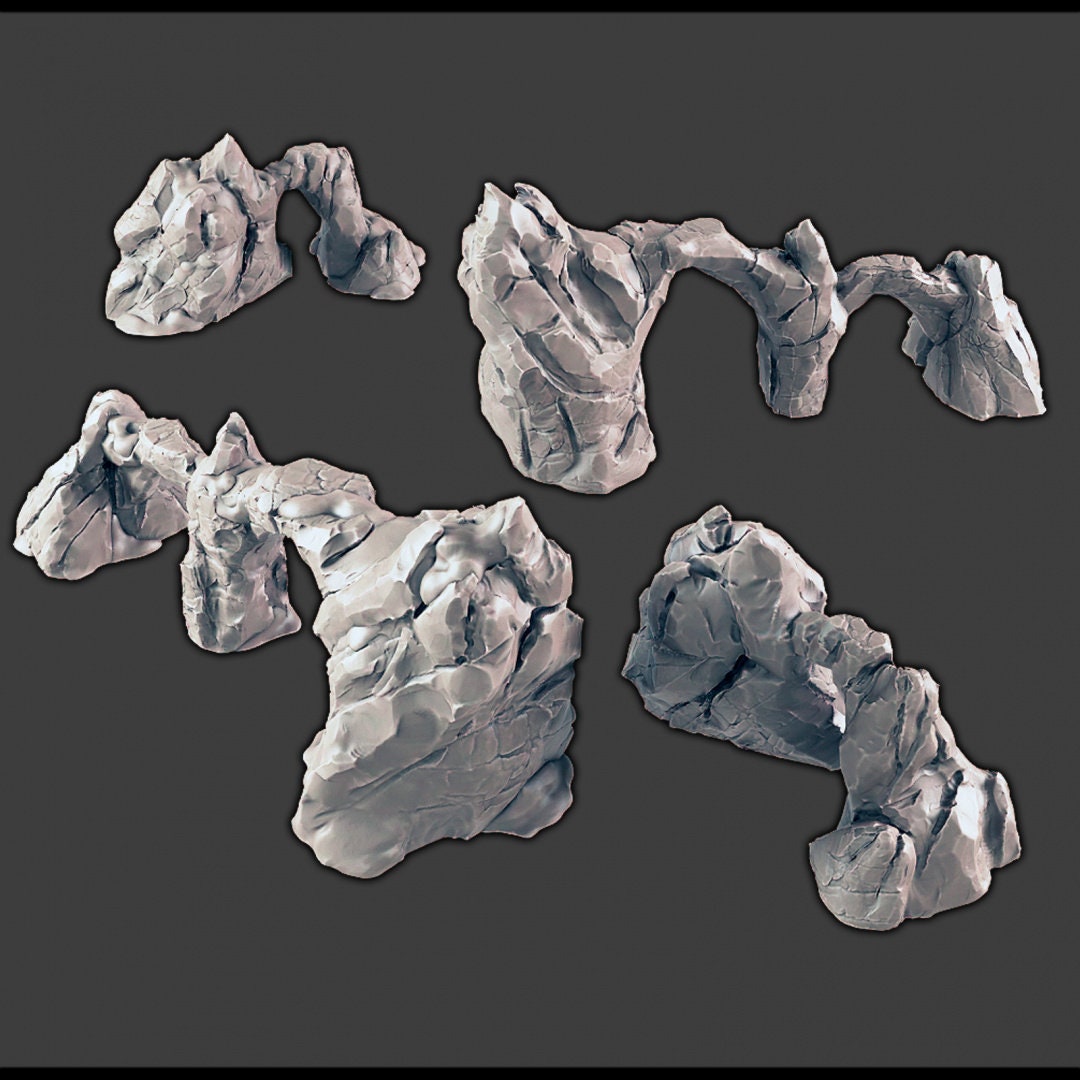 Rocky and Mountain Spines - DND & Wargaming Terrain - EC3D Wintertide, Snow, Arctic, scatter scenery, Pathfinder 2E, Fantasy Nature Rock-1