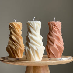 Diamond Soy Pillar Candle: Sculptural Home Decor-1
