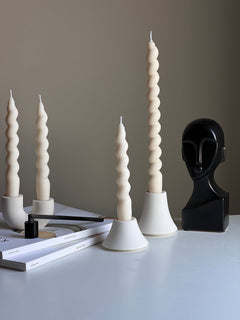 Round Jesmonite Candlestick Holder: Minimalist Table Decor-2