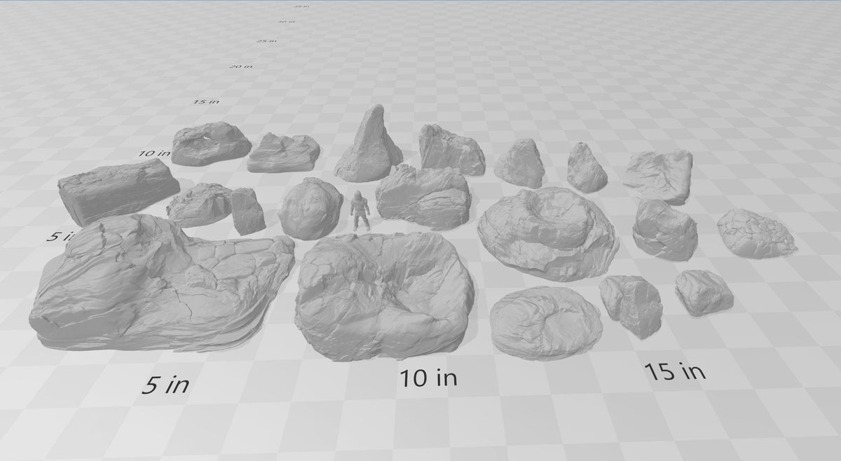 20 Rock Bundle - DND & Wargaming Terrain - EC3D Heroes Hoard, scatter scenery, Pathfinder 2E, Fantasy, Nature, Rocks, Outdoor, Mountain-9