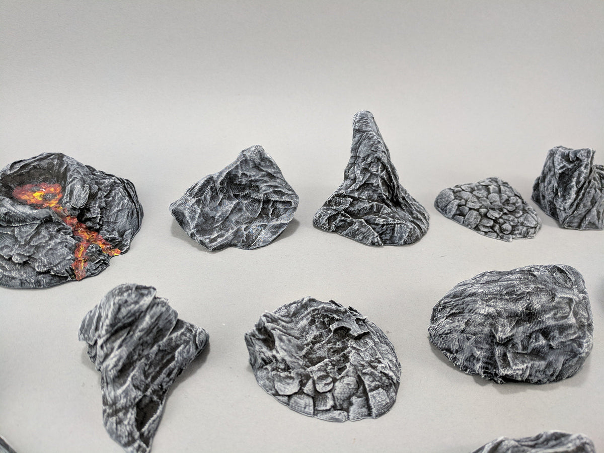 20 Rock Bundle - DND & Wargaming Terrain - EC3D Heroes Hoard, scatter scenery, Pathfinder 2E, Fantasy, Nature, Rocks, Outdoor, Mountain-3